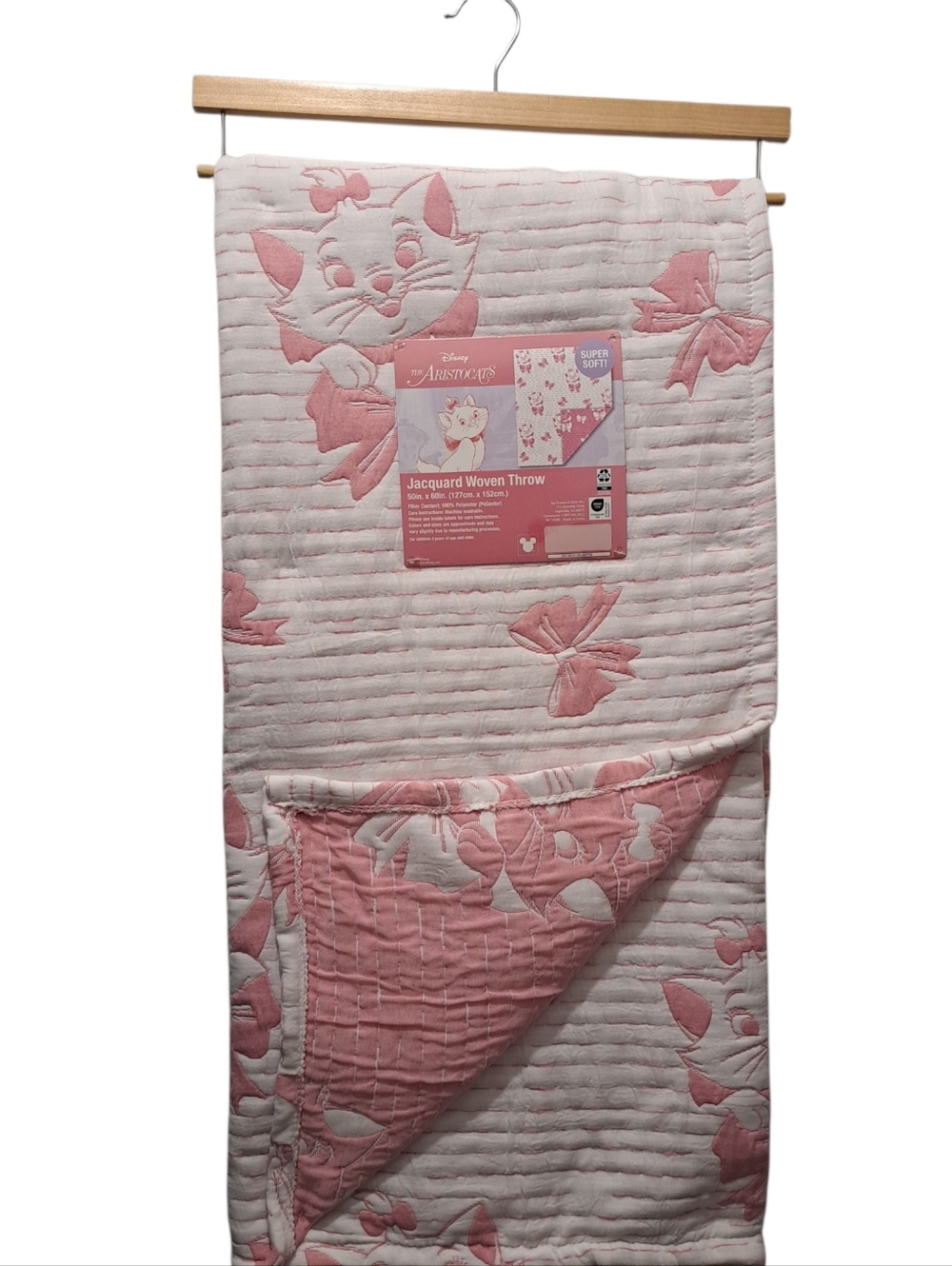 Disney The Aristocats Marie Pink Jacquard Woven Throw